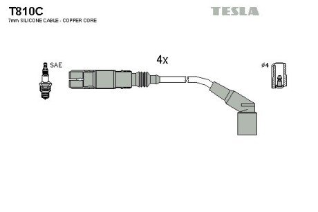 Комплект кабелiв запалювання tesla T810C на Бмв Е46