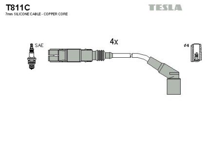 Комплект кабелiв запалювання tesla T811C