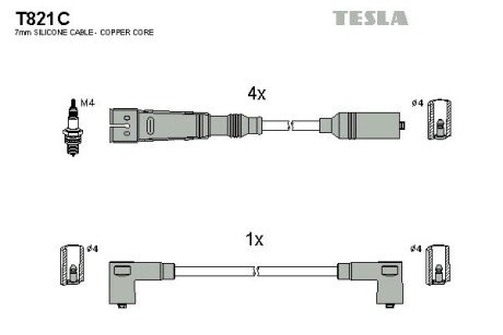 Комплект кабелiв запалювання tesla T821C