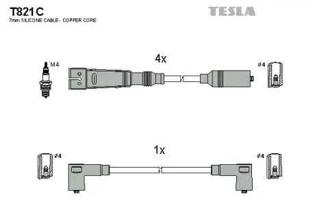 Комплект кабелiв запалювання Tesla T821C