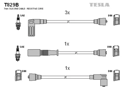 Комплект кабелiв запалювання tesla T829B Фиат Уно