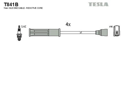 Комплект кабелiв запалювання tesla T841B