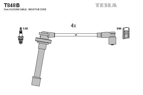 Комплект кабелiв запалювання tesla T848B на Ниссан Sunny