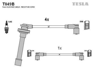 Комплект кабелiв запалювання tesla T849B на Ниссан Sunny