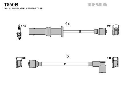 Комплект кабелiв запалювання tesla T850B на Субару Леоне