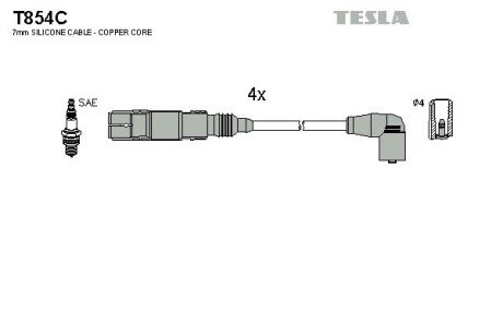 Комплект кабелiв запалювання tesla T854C на Сеат Ibiza 4