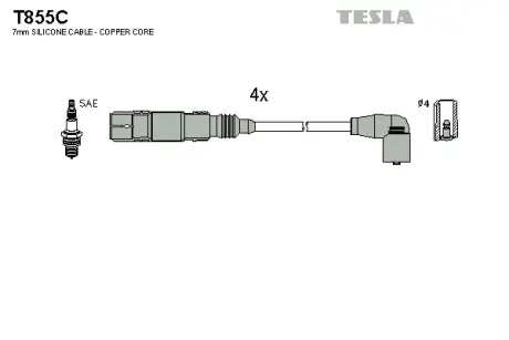 Комплект кабелiв запалювання Tesla T855C