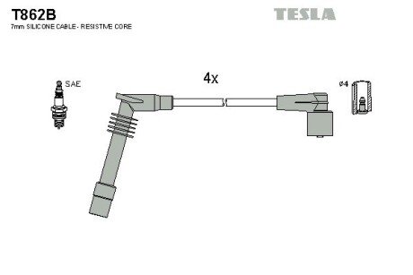 Комплект кабелiв запалювання tesla T862B