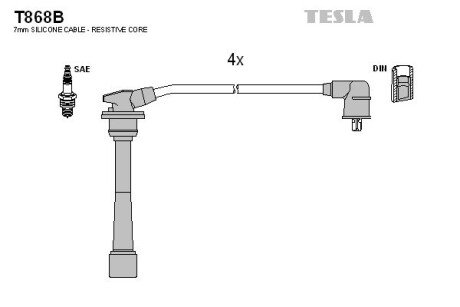 Високовольтні провода для свічок запалювання tesla T868B