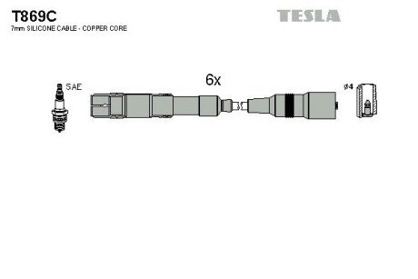 Комплект кабелiв запалювання tesla T869C на Ауди 100 с4