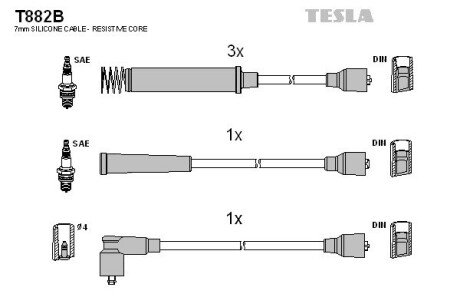 Комплект кабелiв запалювання tesla T882B