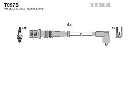 Комплект кабелiв запалювання tesla T897B на Фиат Брава