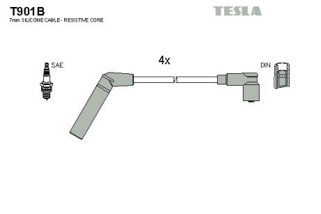 Комплект кабелiв запалювання tesla T901B на Митсубиси Лансер