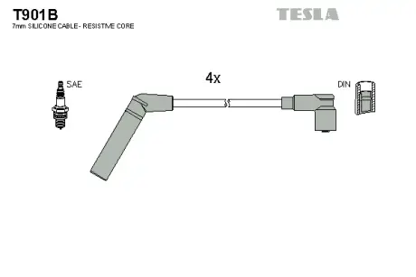 Комплект кабелiв запалювання Tesla T901B