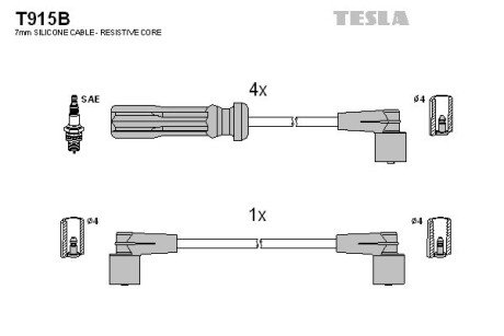 Комплект кабелiв запалювання tesla T915B на Вольво 940