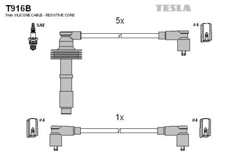 Комплект кабелiв запалювання tesla T916B на Вольво V70