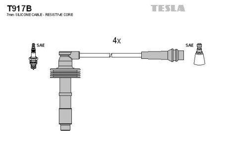 Комплект кабелiв запалювання tesla T917B на Вольво V40