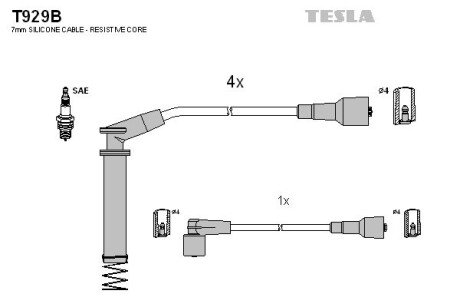 Високовольтні провода для свічок запалювання tesla T929B