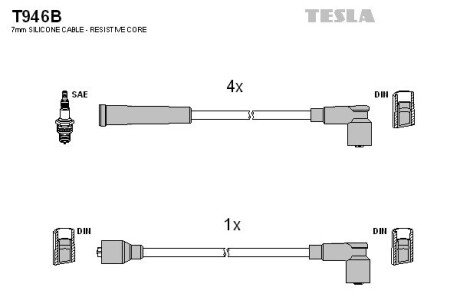 Комплект кабелiв запалювання tesla T946B на Ниссан Террано 1