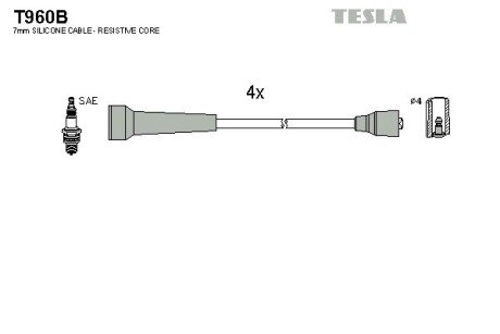 Комплект кабелiв запалювання tesla T960B на Рено Лагуна 1