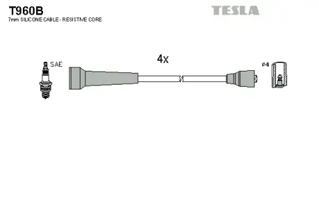 Комплект кабелiв запалювання Tesla T960B