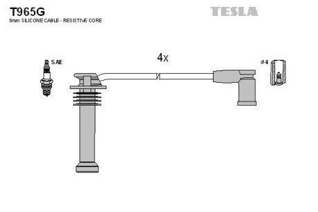 Комплект кабелiв запалювання tesla T965G на Форд Мондео 3