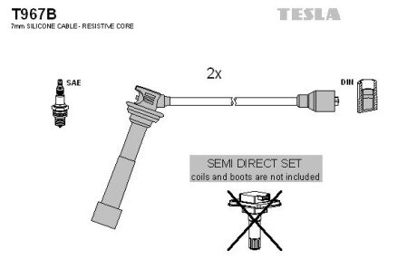 Комплект кабелiв запалювання tesla T967B на Сузуки Вагон р