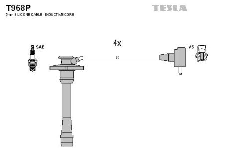 Комплект кабелiв запалювання tesla T968P на Тойота Королла е100