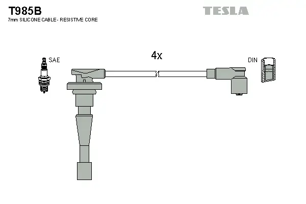 Комплект кабелiв запалювання tesla T985B