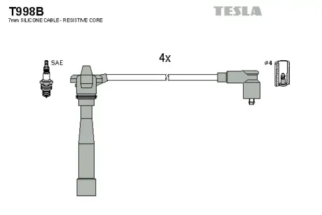 Комплект кабелiв запалювання Tesla T998B