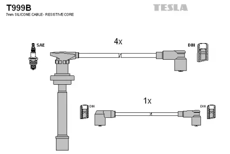 Комплект кабелiв запалювання Tesla T999B