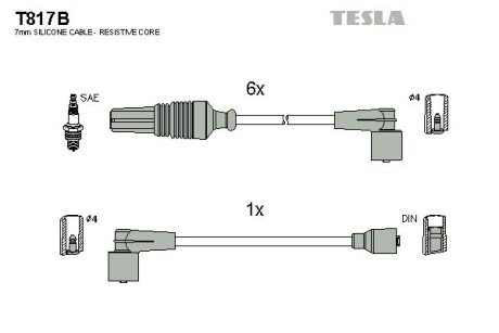 Провод высоковольтный CITROEN/PEUGEOT XM/605 3.0, к-т tesla T817B