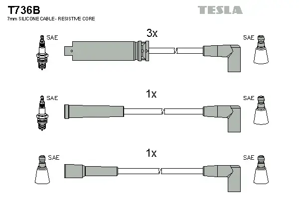 Провод высоковольтный Daewoo/Chevrolet Nexia 1.5 FLH, к-т Tesla T736B (фото 1)