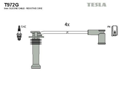 Провод высоковольтный FORD/MAZDA C-MAX/FIESTA/FOCUS/FUSION/MONDEO/2 1.4/1.6, к-т tesla T972G на Форд Grand C-Max