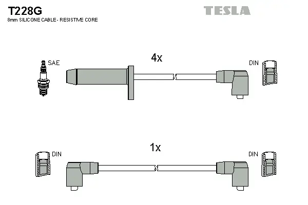 Провод высоковольтный FORD SCORPIO/SIERRA 2.0, к-т Tesla T228G (фото 1)