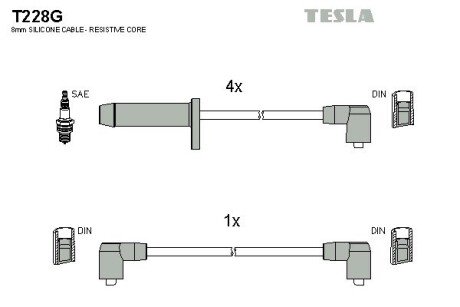 Провод высоковольтный FORD SCORPIO/SIERRA 2.0, к-т tesla T228G на Форд Скорпио 1