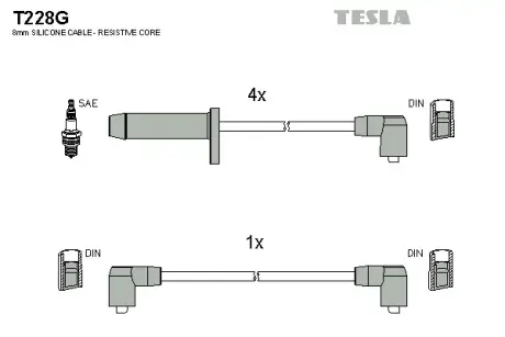 Провод высоковольтный FORD SCORPIO/SIERRA 2.0, к-т Tesla T228G