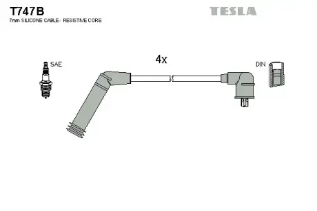 Провод высоковольтный HYUNDAI/KIA ACCENT/GETZ/LANTRA/PICANTO 1.3/1.1, к-т Tesla T747B