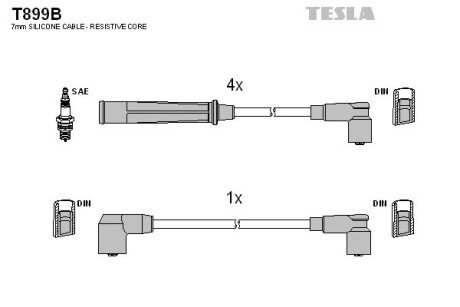 Провод высоковольтный MAZDA 626 1.8/2.0/2.2, к-т tesla T899B на Мазда 626 gd