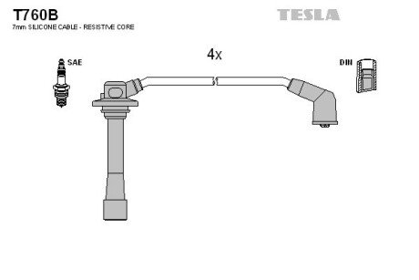 Провод высоковольтный MAZDA 626/MX-6 1.8/2.0, к-т tesla T760B