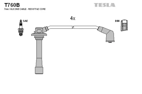Провод высоковольтный MAZDA 626/MX-6 1.8/2.0, к-т tesla T760B