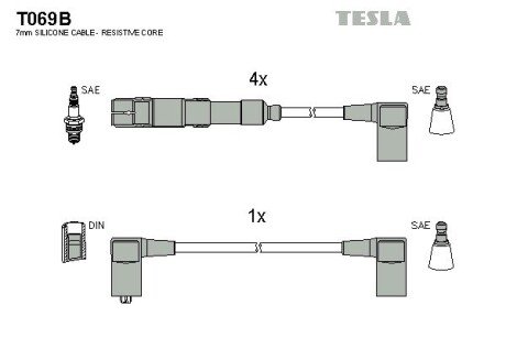 Провод высоковольтный MERCEDES W201/W123/W124/W460/W461/W463 2.0/2.3, к-т tesla T069B на Мерседес G-Class w463