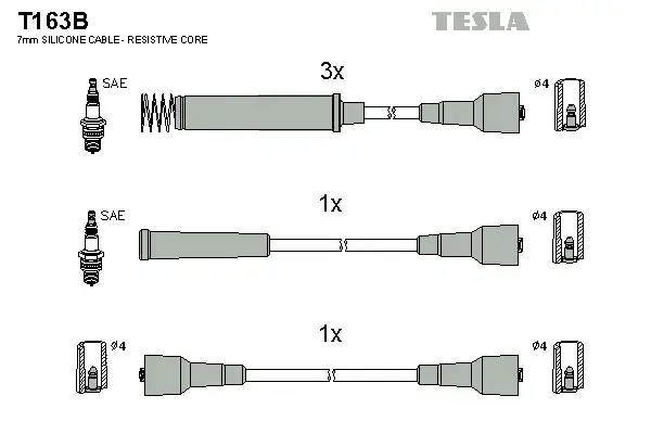 Провод высоковольтный OPEL OMEGA/FRONTERA 1.8/2.0, к-т Tesla T163B (фото 1)