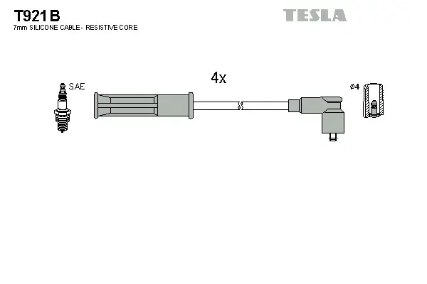 Провод высоковольтный RENAULT KANGOO/SYMBOL/THALIA 1.4/1.6, к-т Tesla T921B (фото 1)