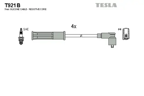 Провод высоковольтный RENAULT KANGOO/SYMBOL/THALIA 1.4/1.6, к-т Tesla T921B