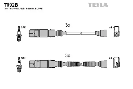 Провод высоковольтный SMART CABRIO/CITY/FORTWO/ROADSTER 0.6/0.7/1.0, к-т tesla T092B Smart Fortwo