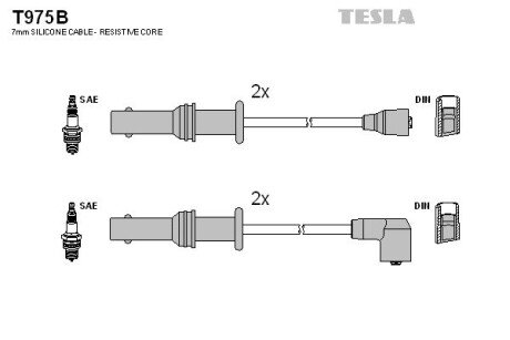 Провод высоковольтный SUBARU IMPREZA/LEGACY 1.6/2.0/2.2, к-т tesla T975B