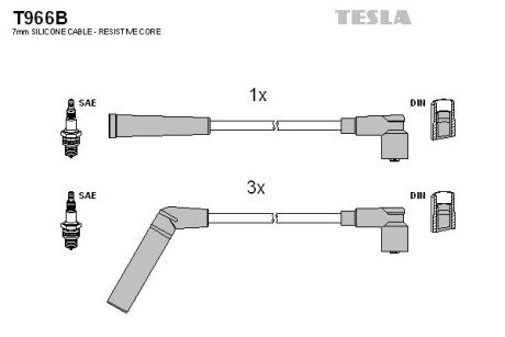 Провод высоковольтный TOYOTA COROLLA/STARLET 1.3, к-т tesla T966B