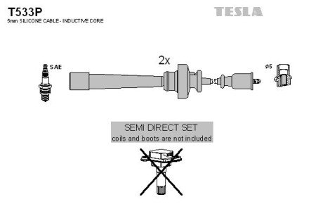 Високовольтні провода для свічок запалювання tesla T533P на Митсубиси Аутлендер 1