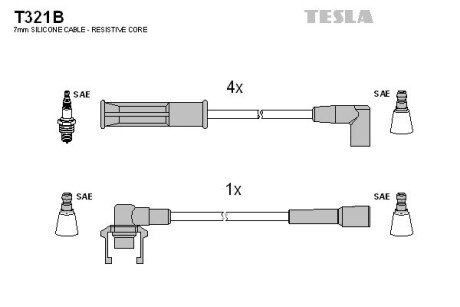 Провода В/В Renault 19/Megane 1.2/1.4 90-99 tesla T321B